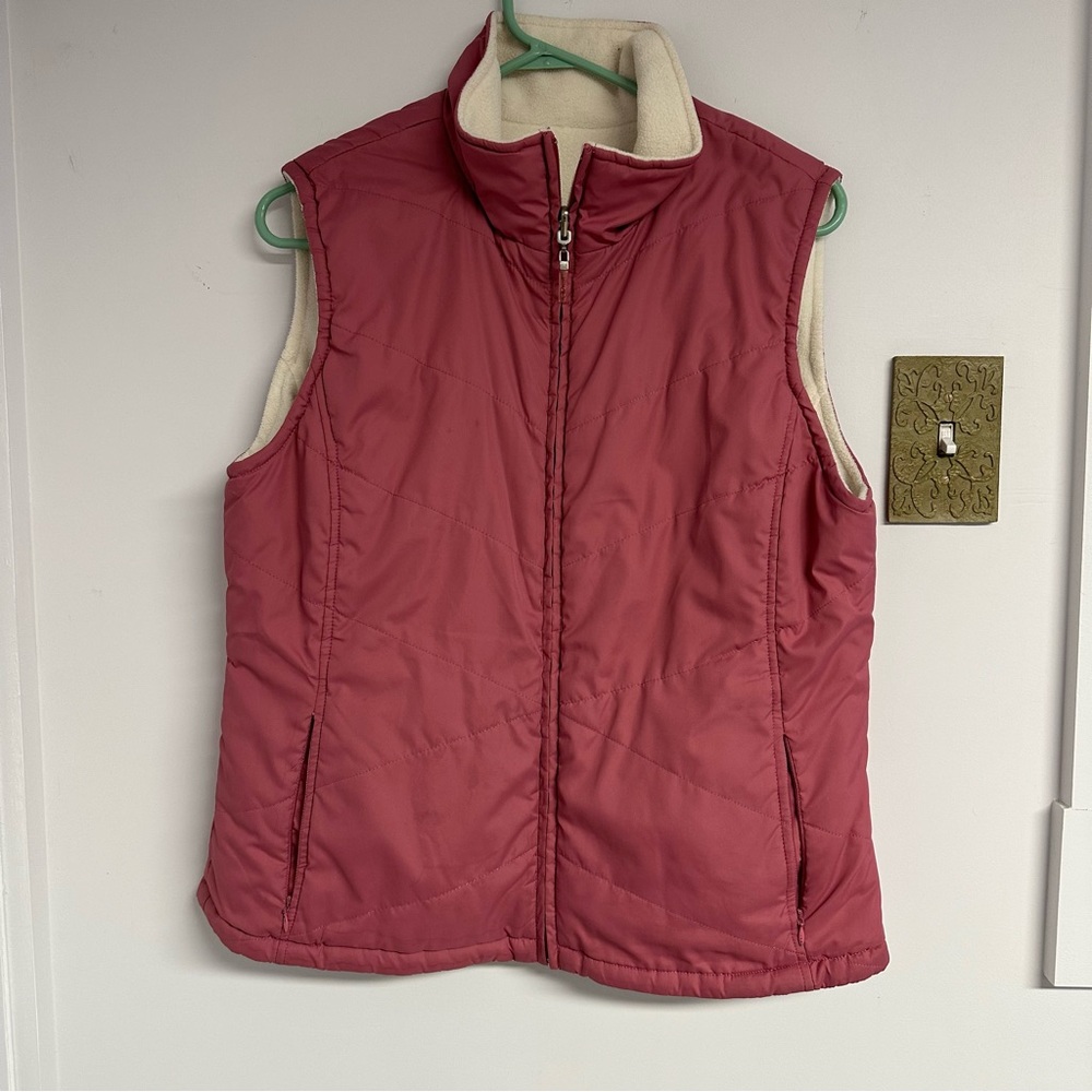 Izod Pink reversible Quilted Vest with Stand-Up‎ Collar
